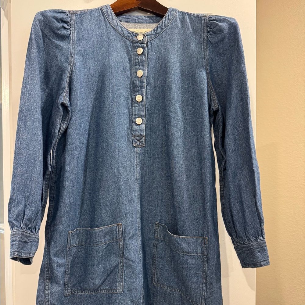 Denim Button-Up Dress with Pockets